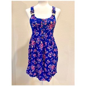 Xhilaration Royal Blue Floral Overall Dress
